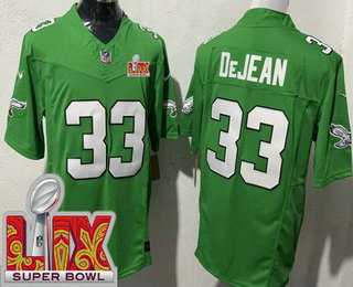 Mens Philadelphia Eagles #33 Cooper DeJean Limited Kelly Green Super Bowl LIX FUSE Vapor Jersey Dzhi